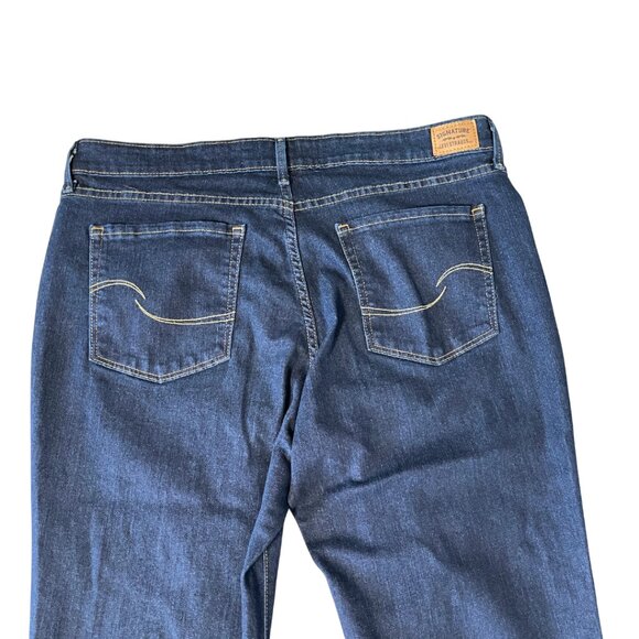 Levis Signature Mid Rise Bootcut Jeans Womens Size 33x34 Blue Dark Wash Stretch - Picture 3 of 12